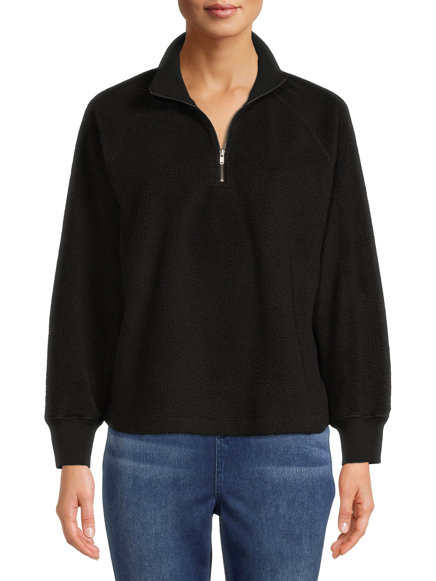 Time and Tru Women's Faux Sherpa Pullover Sweatshirt - Walmart.com | Walmart (US)