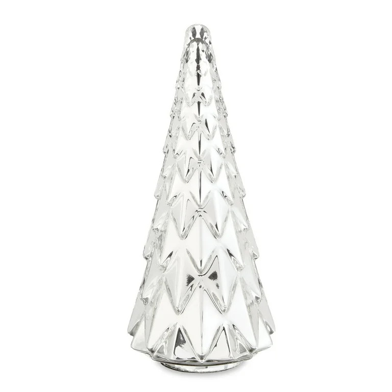 Holiday Time Christmas Shiny Silver Glass Tree Tabletop Decoration, 12-Inch | Walmart (US)