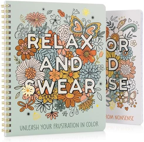 Beautiful Coloring Book Set of 2 for Adult Relaxation - Funny Coloring Books with Floral Designs ... | Amazon (US)
