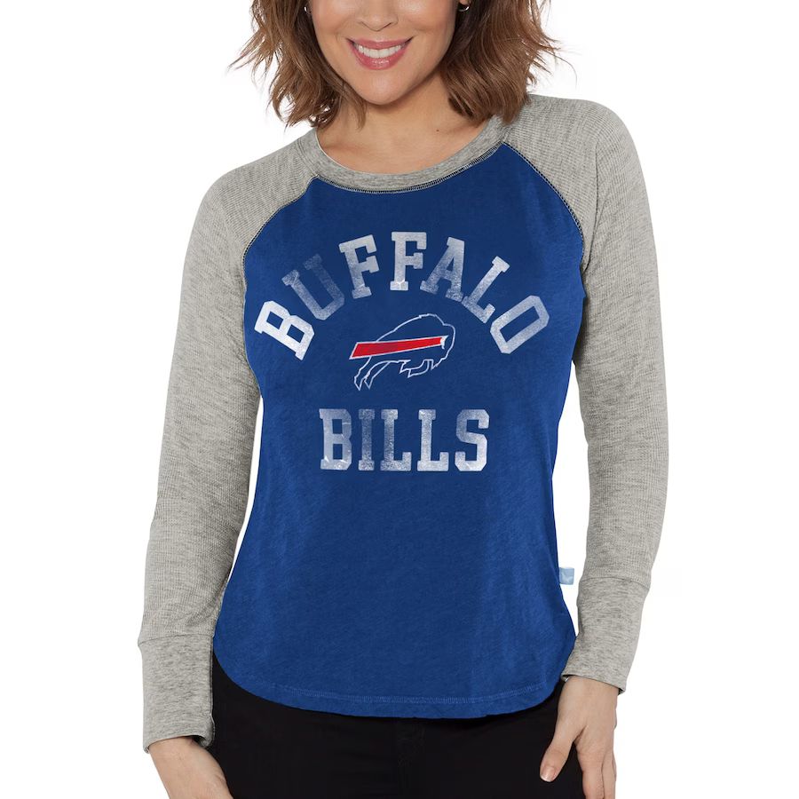 Women's Buffalo Bills G-III 4Her by Carl Banks Royal/Heather Gray Waffle Knit Raglan Long Sleeve ... | NFL Shop