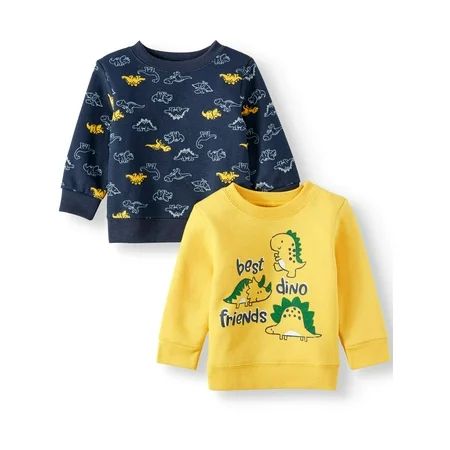 Baby Boy Long Sleeve Graphic & Print Swearshirts, 2pc Multipack | Walmart (US)