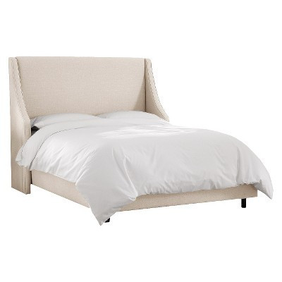 Skyline Furniture Full Dianna Swoop Arm Wingback Linen Bed Talc: Elegant Upholstered Frame, Pine & Polyester Fiber | Target