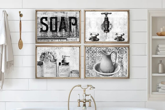 Home Decor Bathroom Wall Decor Printable Wall Art Farmhouse Bathroom Wall Decor Set Farmhouse Dec... | Etsy (US)