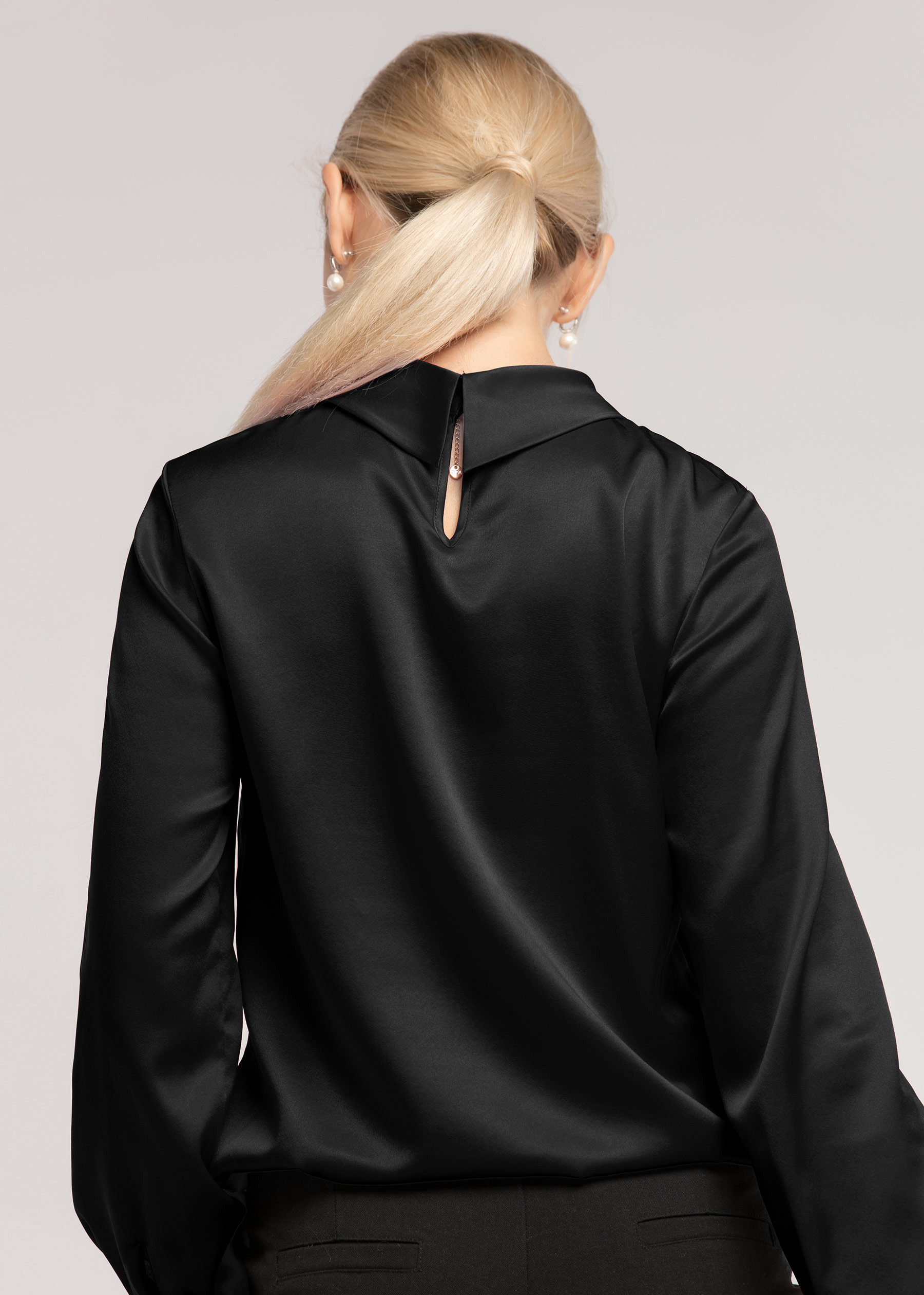 Stand Collar Long Sleeves  Silk Blouse | LilySilk