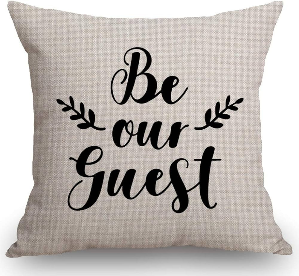 SSOIU Be Our Guest Pillow Cover Farmhouse Decor - Linen Pillow Cover - Farmhouse Pillows - Rustic... | Amazon (US)