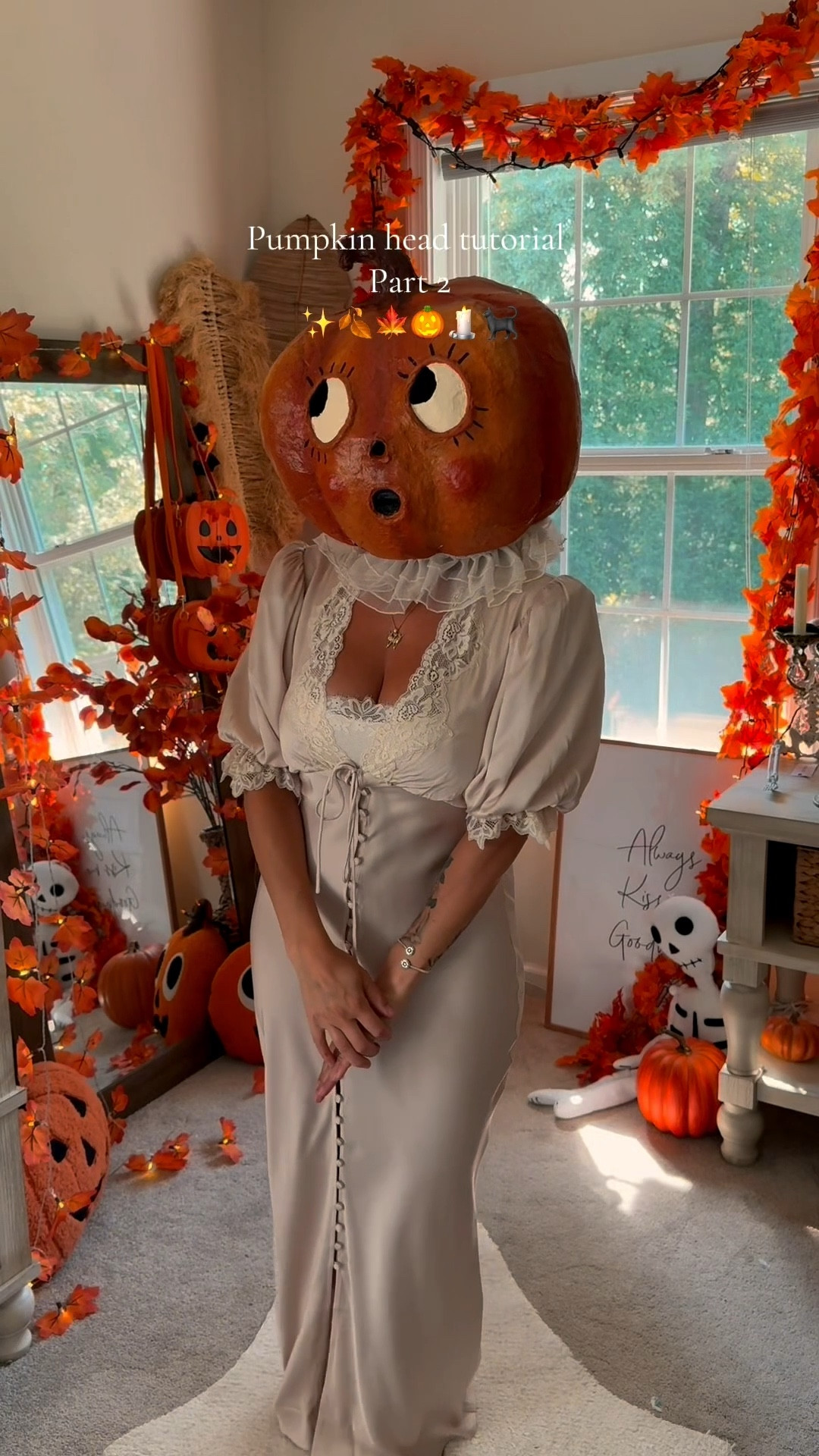 DIY paper mache pumpkin head // Halloween decor // vintage inspired dress // silk dress // renaissance costume // fall decor 

#LTKSeasonal #LTKautumn #LTKHome