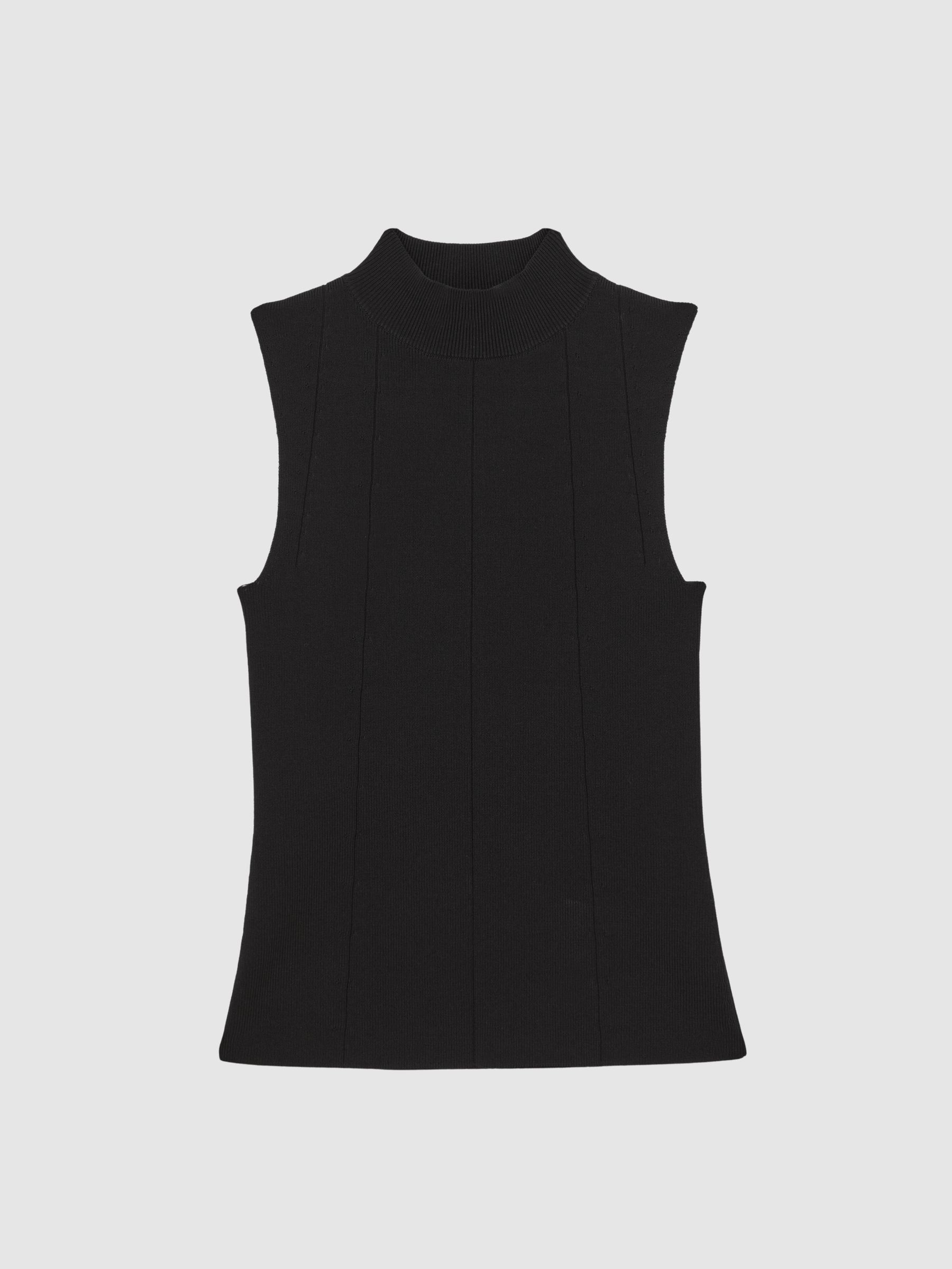High Neck Sleeveless Top in Black | Reiss UK
