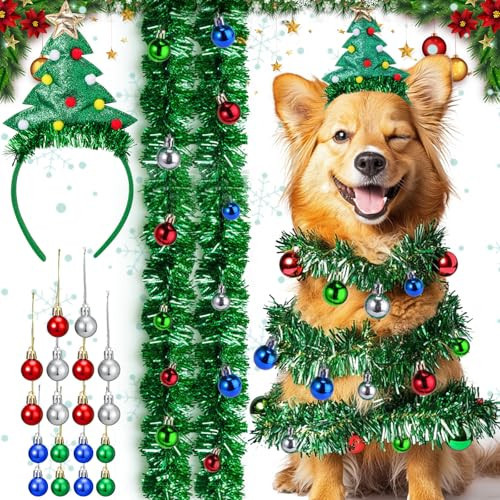 BABORUI Dog Christmas Decorations - Dog Christmas Tree Outfit Dogs, DIY Costume with Headband, Christma Clothes for Large/Medium/Small Dogs | Amazon (US)