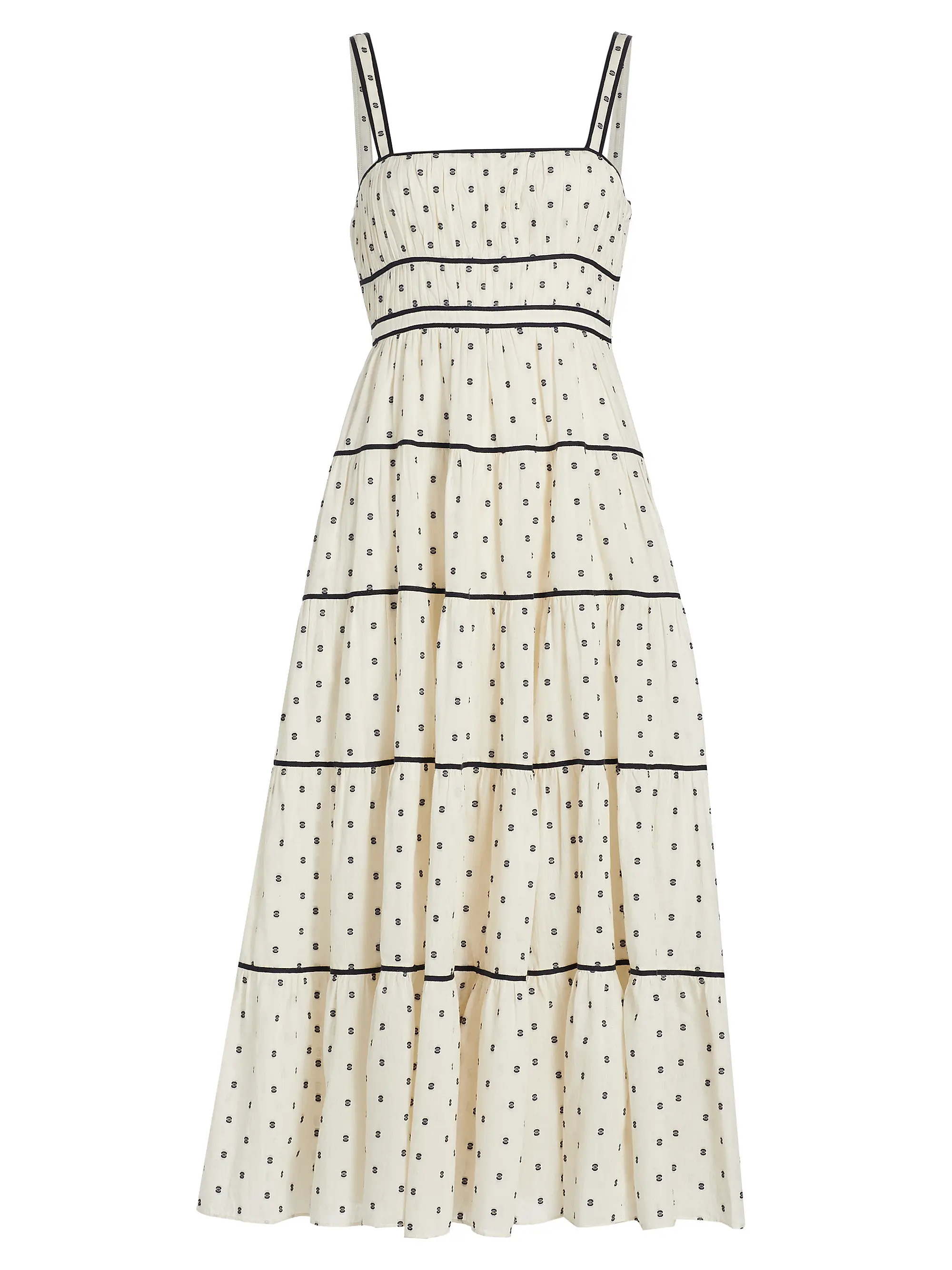 Shop Ulla Johnson Clemente Tiered A-Line Midi-Dress | Saks Fifth Avenue | Saks Fifth Avenue