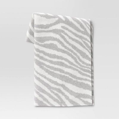 Cozy Feathery Knit Zebra Throw Blanket Gray - Threshold™ | Target