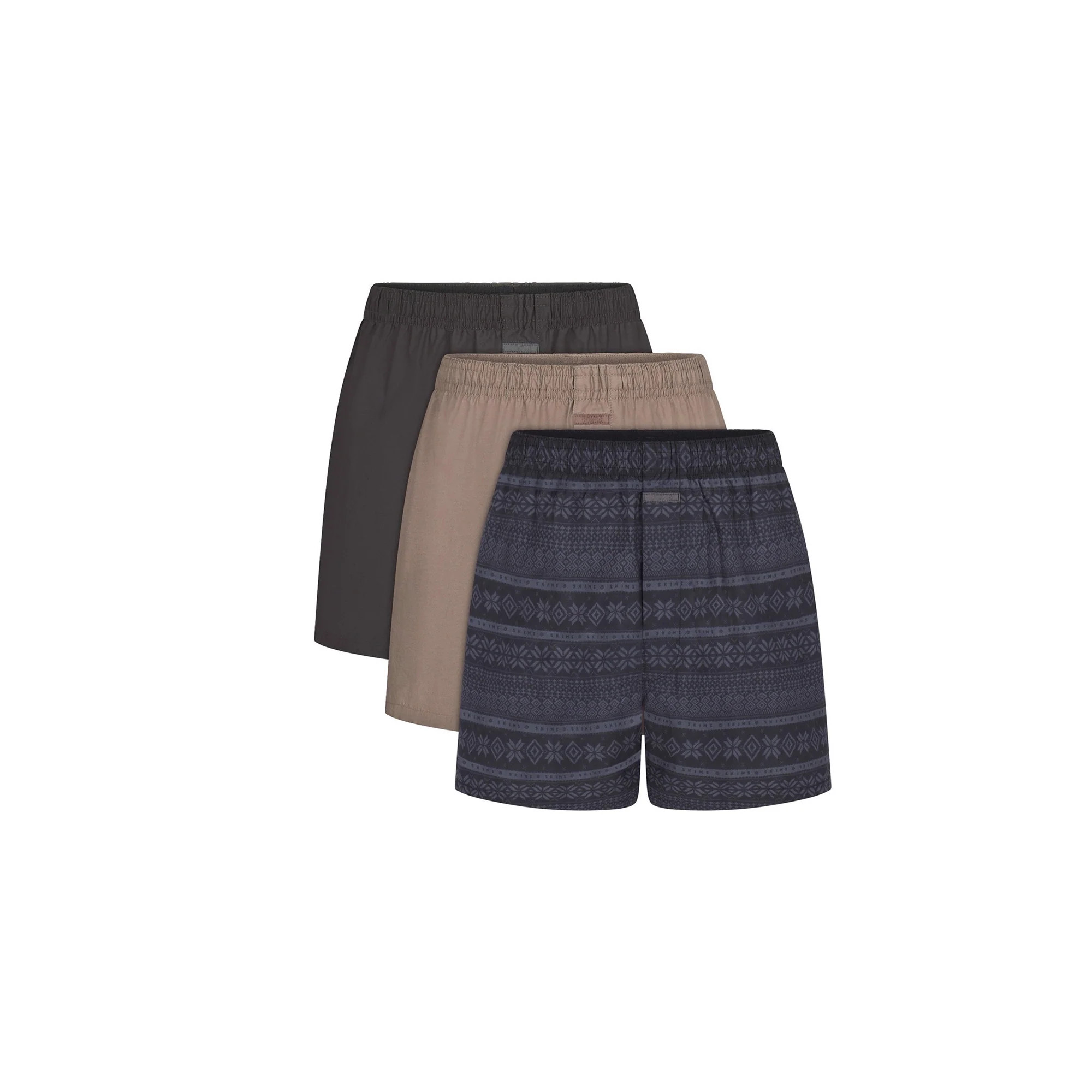 COTTON POPLIN MENS BOXER 3-PACK | ONYX ASH FAIR ISLE | SKIMS (US)