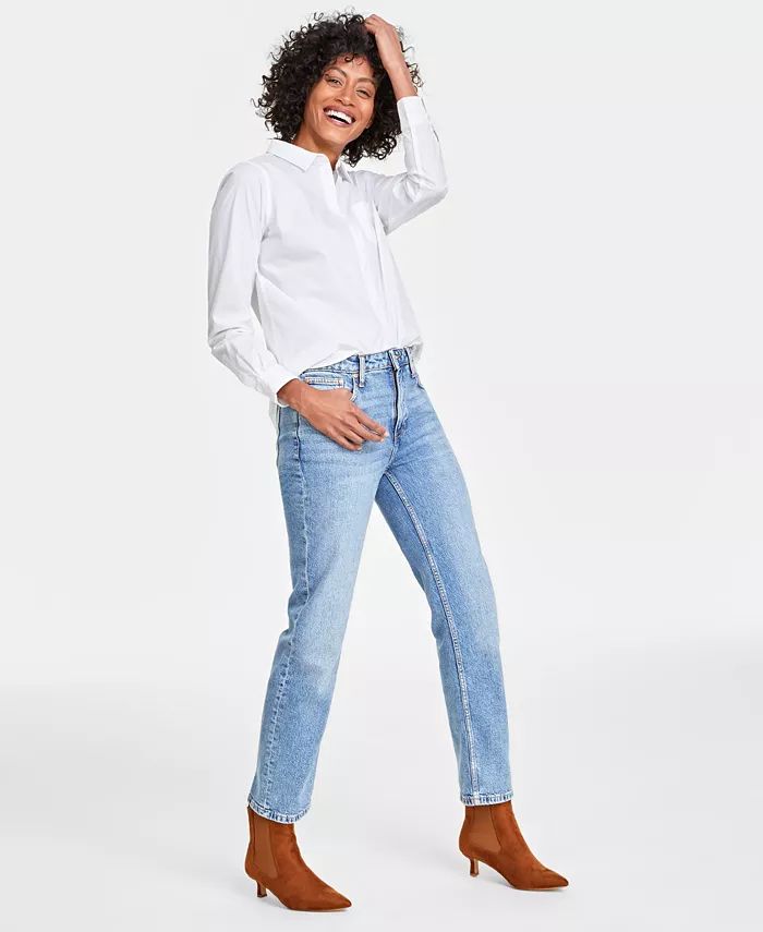 Women's High Rise Straight-Leg Jeans, Regular and Short Lengths, Created for Macy's | Macy's