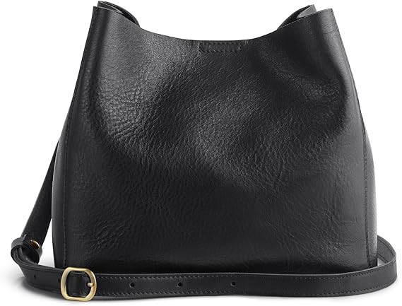 S-ZONE Full Grain Leather Crossbody Bags for Women Shoulder Bag Butterfly Bucket Purses | Amazon (US)