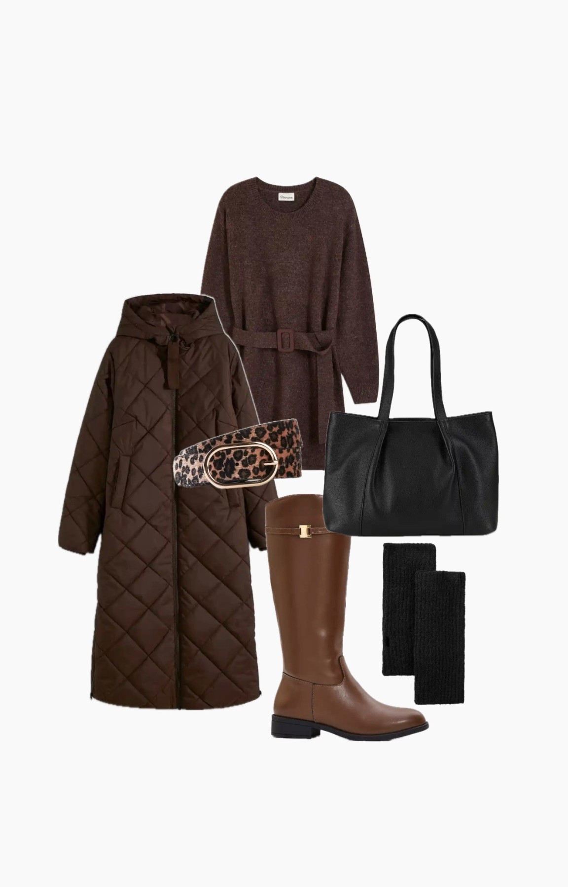 Herbstoutfit in braun:
Strickkleid, Steppmantel und Stiefel 
-
Code: NEU25

#LTKautumn #LTKstyletip #LTKwinter