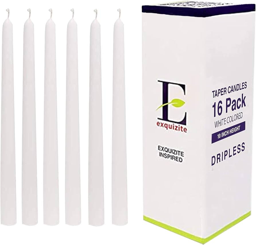 White Taper Candles - 16 Pack Unscented Dripless Taper Candles - Tall Candle Sticks - Perfect Tap... | Amazon (US)