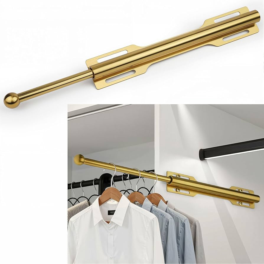 Valet Rod for Closet Pull Out, Rod for Bedroom Laundry Room Bathroom, Brushed Gold | Amazon (US)