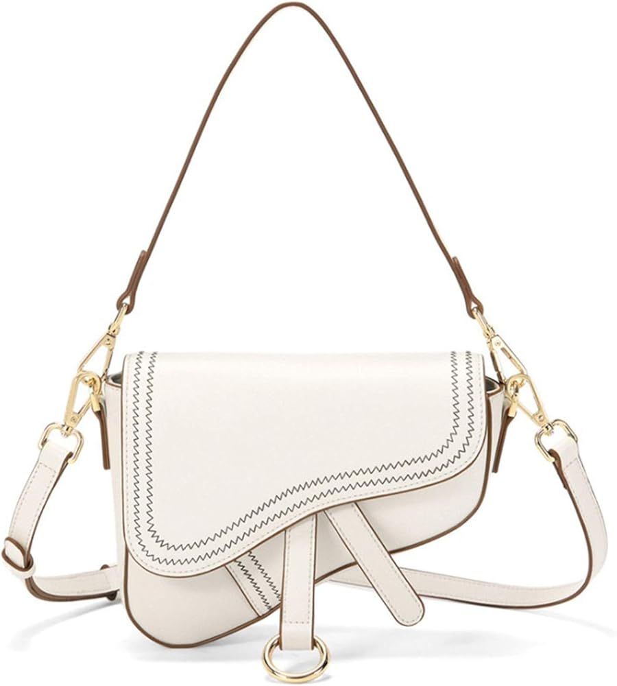 Women's Saddle Bag Vintage Stitching Mini Crossbody Shoulder Strap Small Purse | Amazon (US)