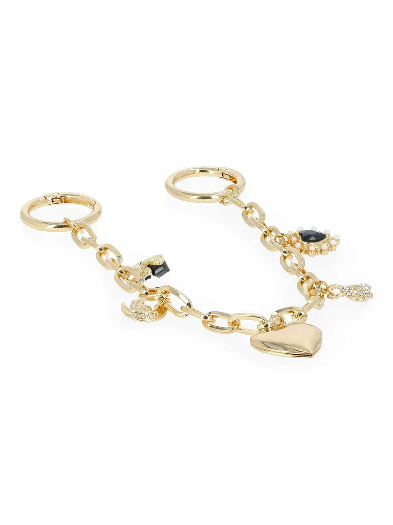 No Boundaries Women's Heart Swag Chain Bag Charm, Gold-Tone/Black | Walmart (US)
