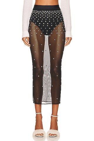 Crystal Embellished Net Midi Skirt | FWRD 