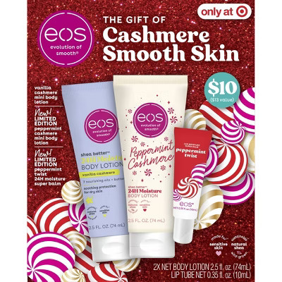 eos Cashmere Smooth Skin Holiday Gift Set – Vanilla & Peppermint Cashmere - 3pk | Target