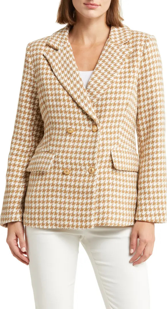 Houndstooth Double Breasted Peak Lapel Blazer | Nordstrom Rack