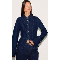 Indigo Long Sleeve Cinch Waist Denim Shirt | PrettyLittleThing US