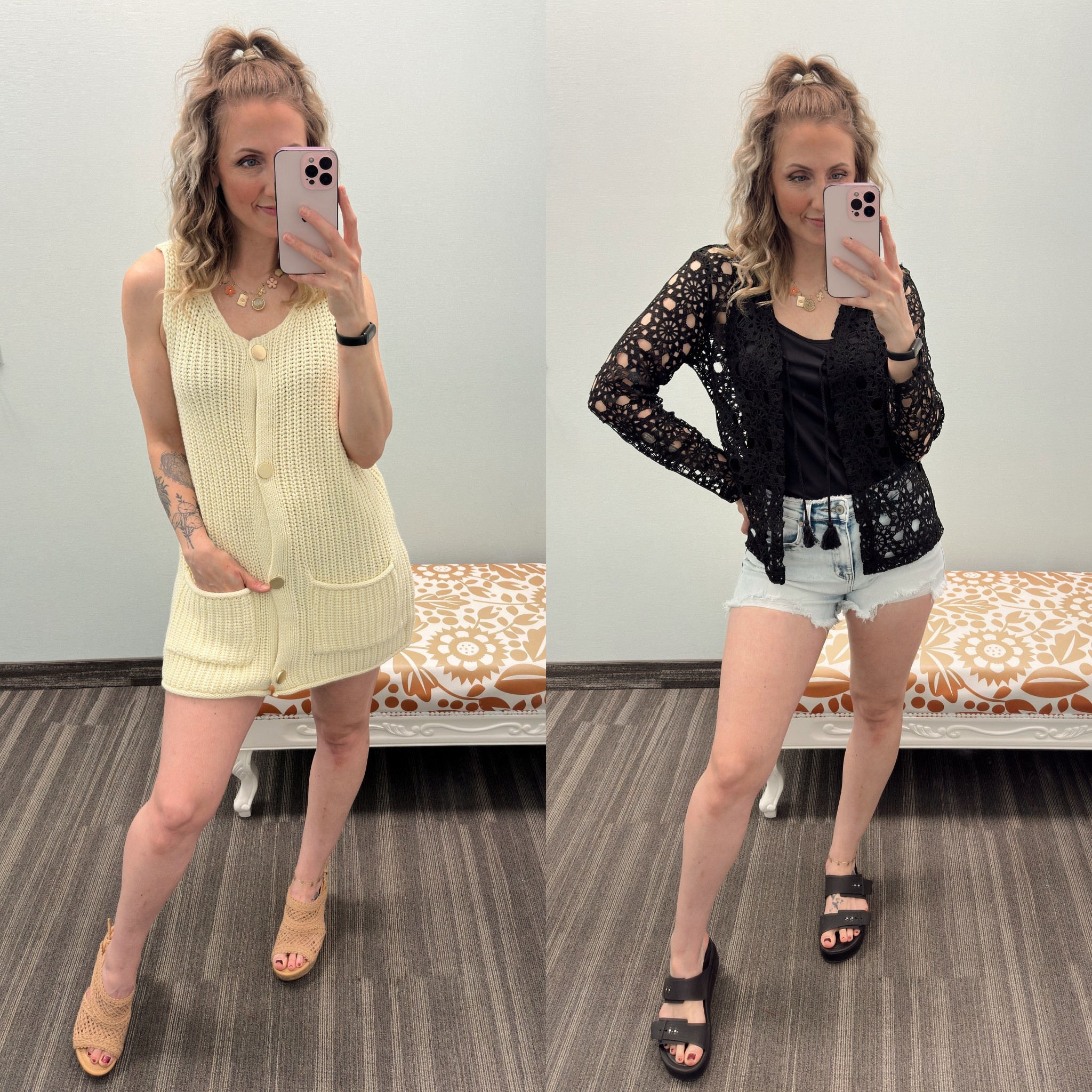 Wearing small in sweater and crochet top and tank, 27 in shorts

#LTKSaleAlert #LTKgrwm #LTKootd