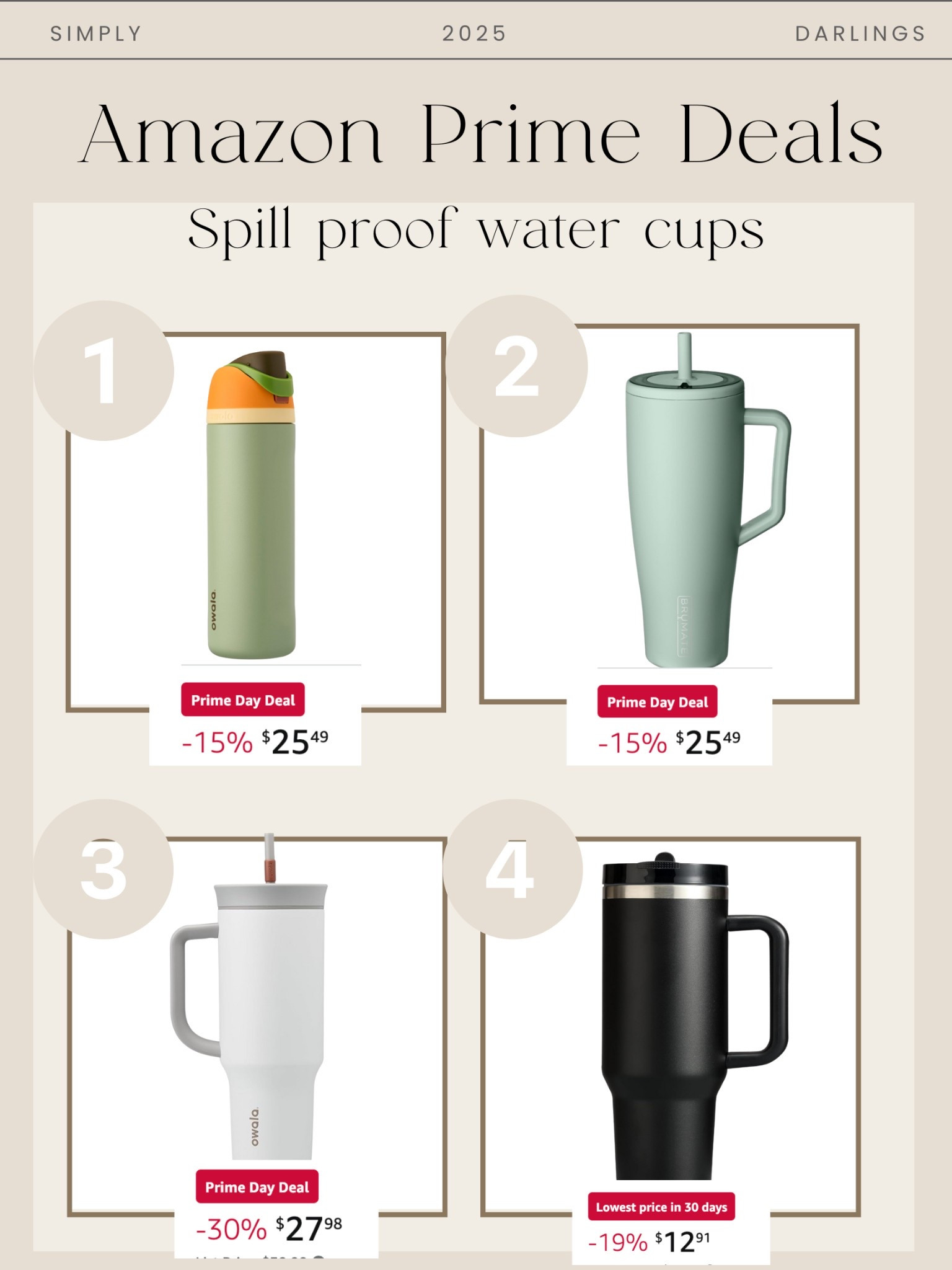 4 spill proof cups on sale on Amazon prime day! 