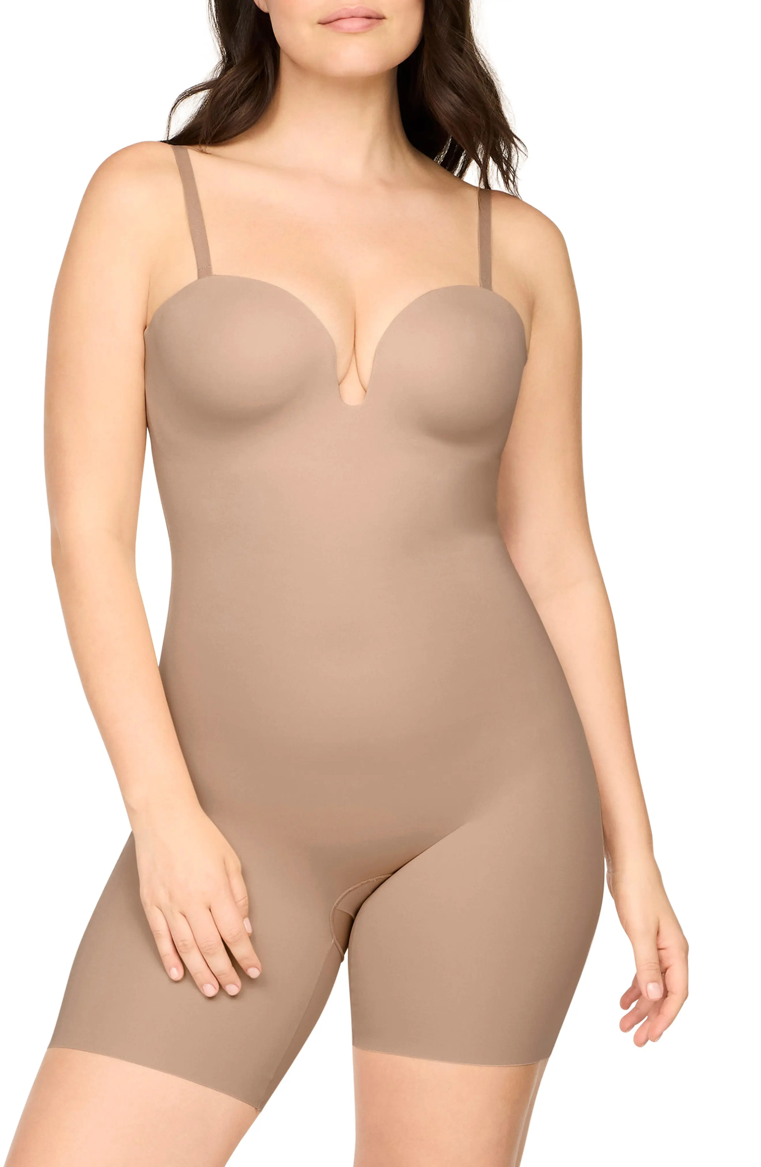 SPANX® Convertible Mid-Thigh Bodysuit in Honey at Nordstrom, Size Large | Nordstrom