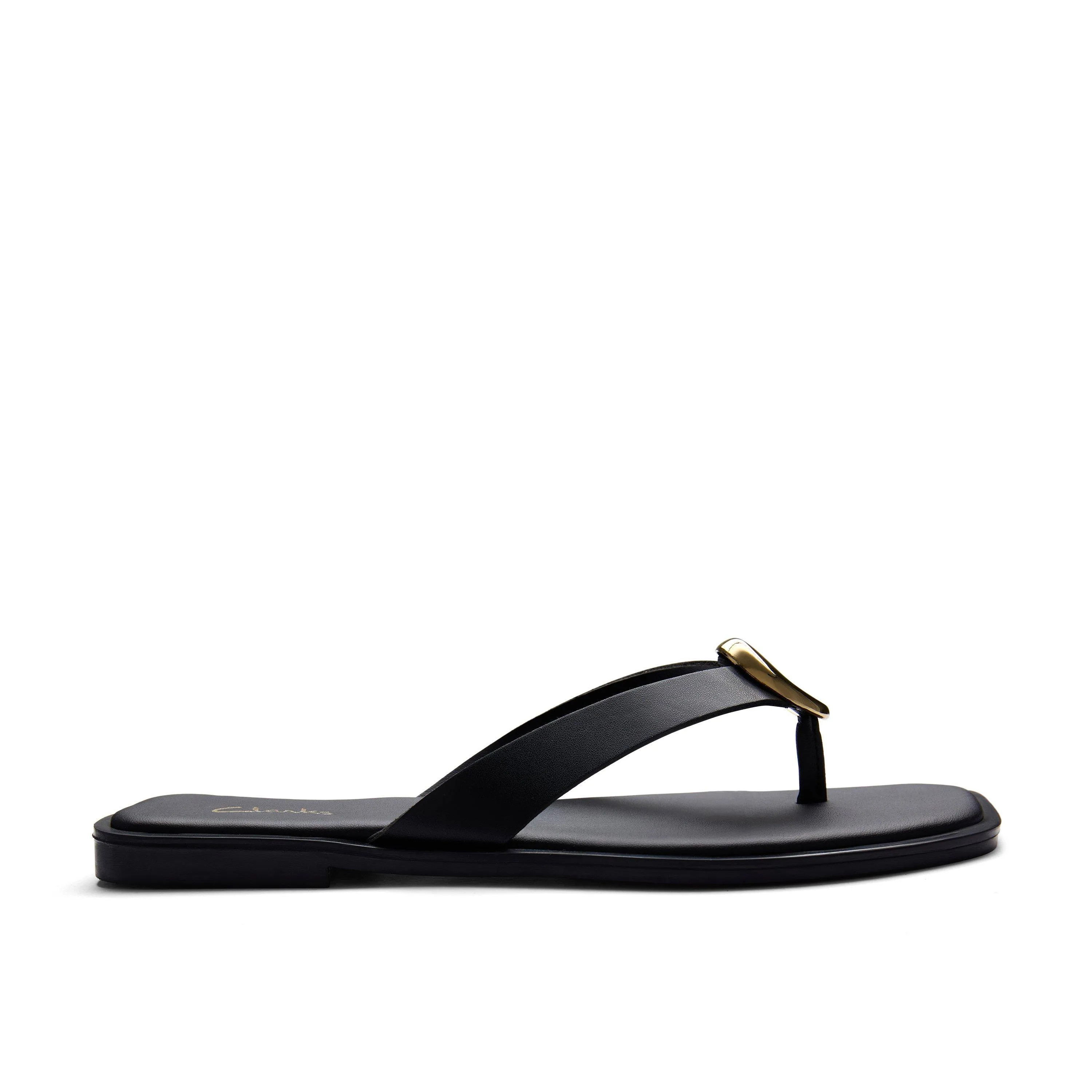 Clarks Dahlia Post Black Leather Flat Sandals,Flip Flops | Debenhams | Debenhams UK