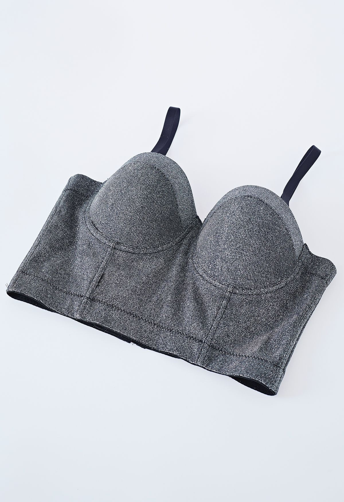Dazzling Shiny Bustier Crop Top in Smoke | Chicwish