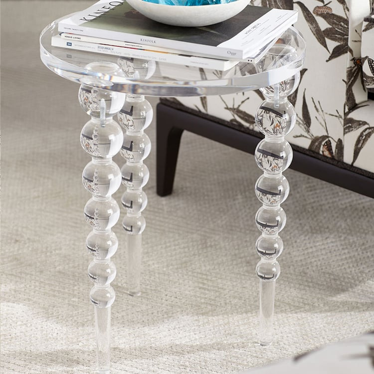Round Mid-Century Modern Acrylic End Table Clear Side Table｜Homary | Homary