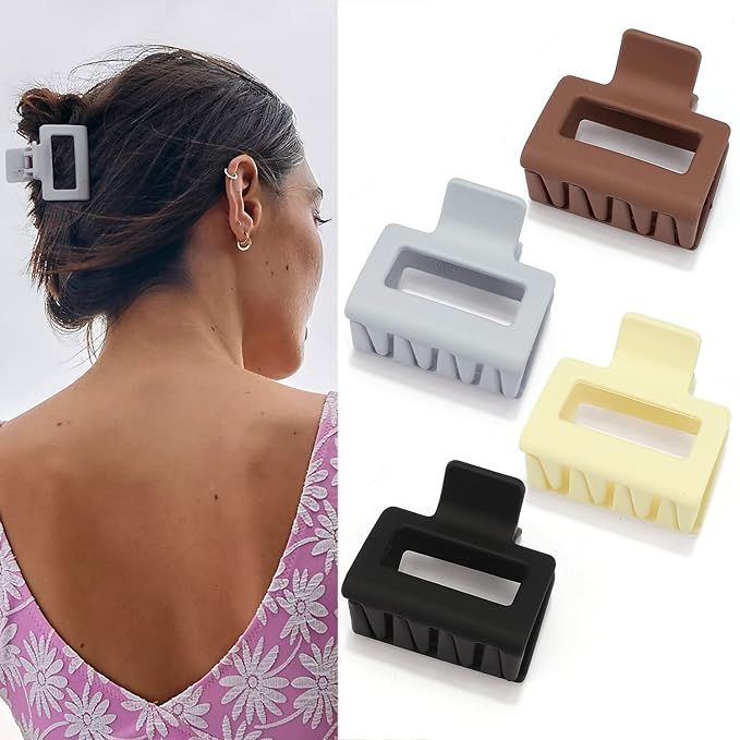 Canitor 4 PCS Hair Claw Clips Hair Clips for Thin Hair Small Hair Clips Square Claw Clips Barrett... | Amazon (US)