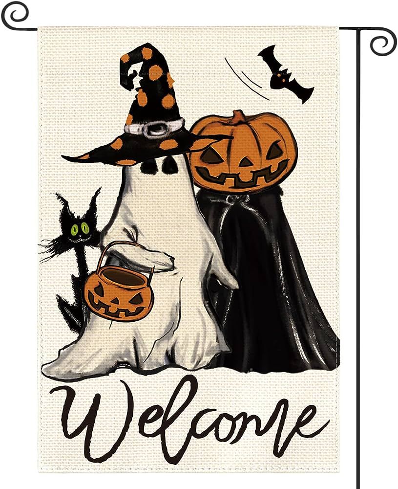 AVOIN colorlife Welcome Halloween Trick Or Treat Garden Flag 12 x 18 Inch Double Sided, Ghost Jac... | Amazon (US)