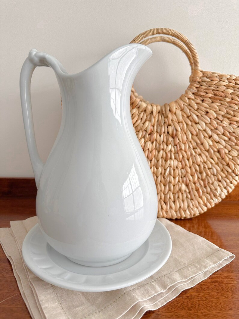 Vintage White Ironstone China J&G Meakin Hanley England Large Pitcher | Etsy (US)