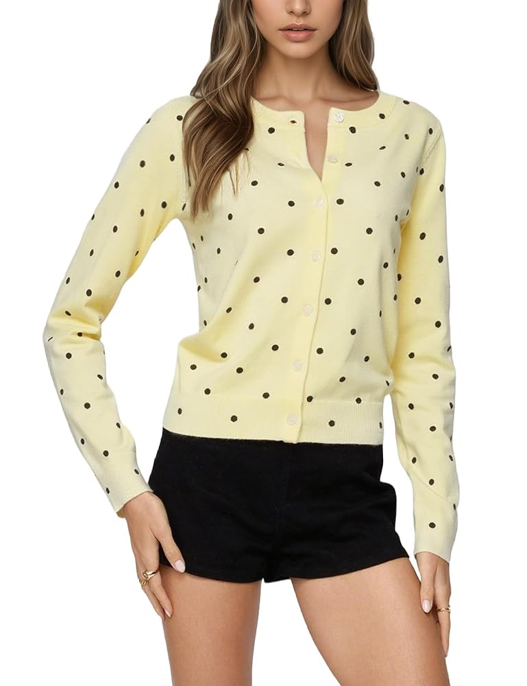 MISSACTIVER Women’s Polka Dot Cardigan Sweaters Long Sleeve Button Down Knit Top Lightweight Op... | Amazon (US)