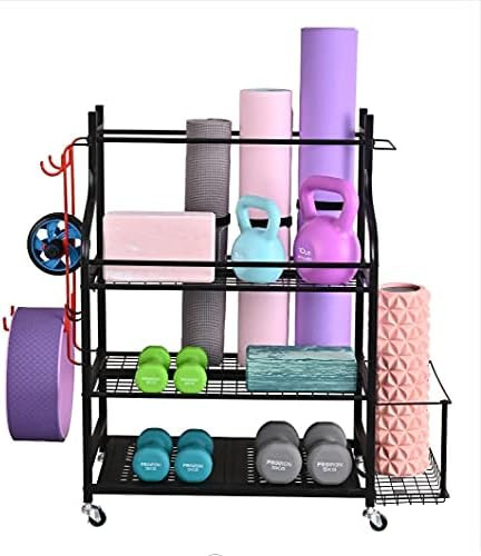 Mythinglogic Yoga Mat Storage Racks,Home Gym Storage Rack for Dumbbells Kettlebells Foam Roller, Yog | Amazon (US)