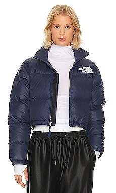 The North Face Nuptse Short Jacket in Summit Navy from Revolve.com | Revolve Clothing (Global)