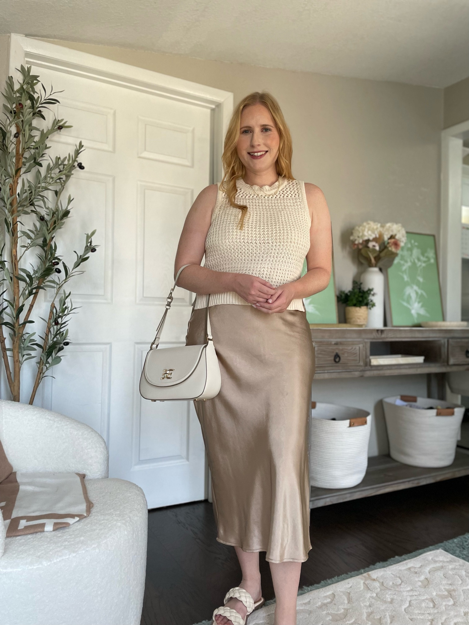 Crochet sweater tank top: medium
Old Navy satin midi : size M

#LTKunder50 #LTKsalealert #LTKFind