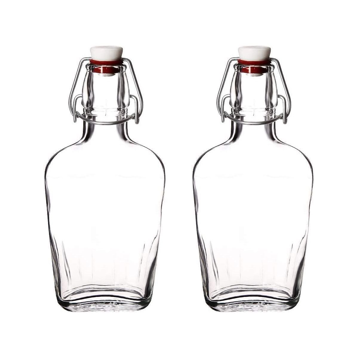 Bormioli Rocco Fiaschetta Glass 8.5 Ounce Hermetic Pocket Flask, Set of 2, Clear w/ White Stopper | Target