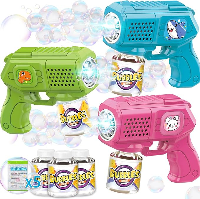 Bubble Guns with Bubble Solution- 3 Pack, Bubbles Gun, Blaster, Blower, Maker, Machine for Boys G... | Amazon (US)