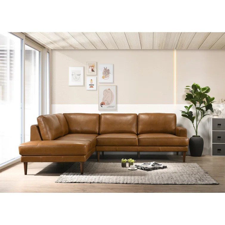 Ellsbury 2 - Piece Leather Chaise Sectional | Wayfair North America