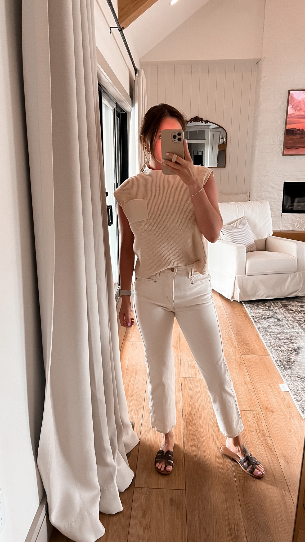 Summer Classic Outfit / lightweight knit / off white Levi’s / brown sandals / travel outfit / 

#LTKstyletip #LTKunder100 #LTKSeasonal