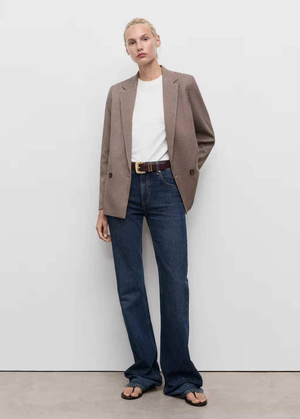 Micro-houndstooth double-breasted jacket burgundy - Woman - 4XL - MANGO | Mango (US/MX/AU)