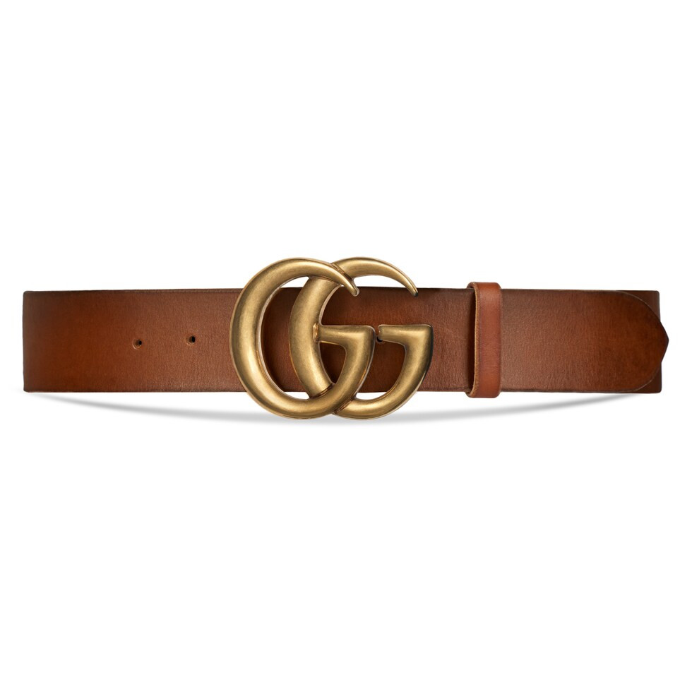 Leather belt with double G buckle | Gucci (US)