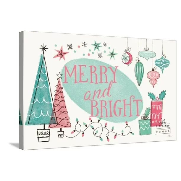Retro Christmas I Bright, Gallery-wrapped Canvas Print Wall Art by Janelle Penner, 24x36 - Walmar... | Walmart (US)