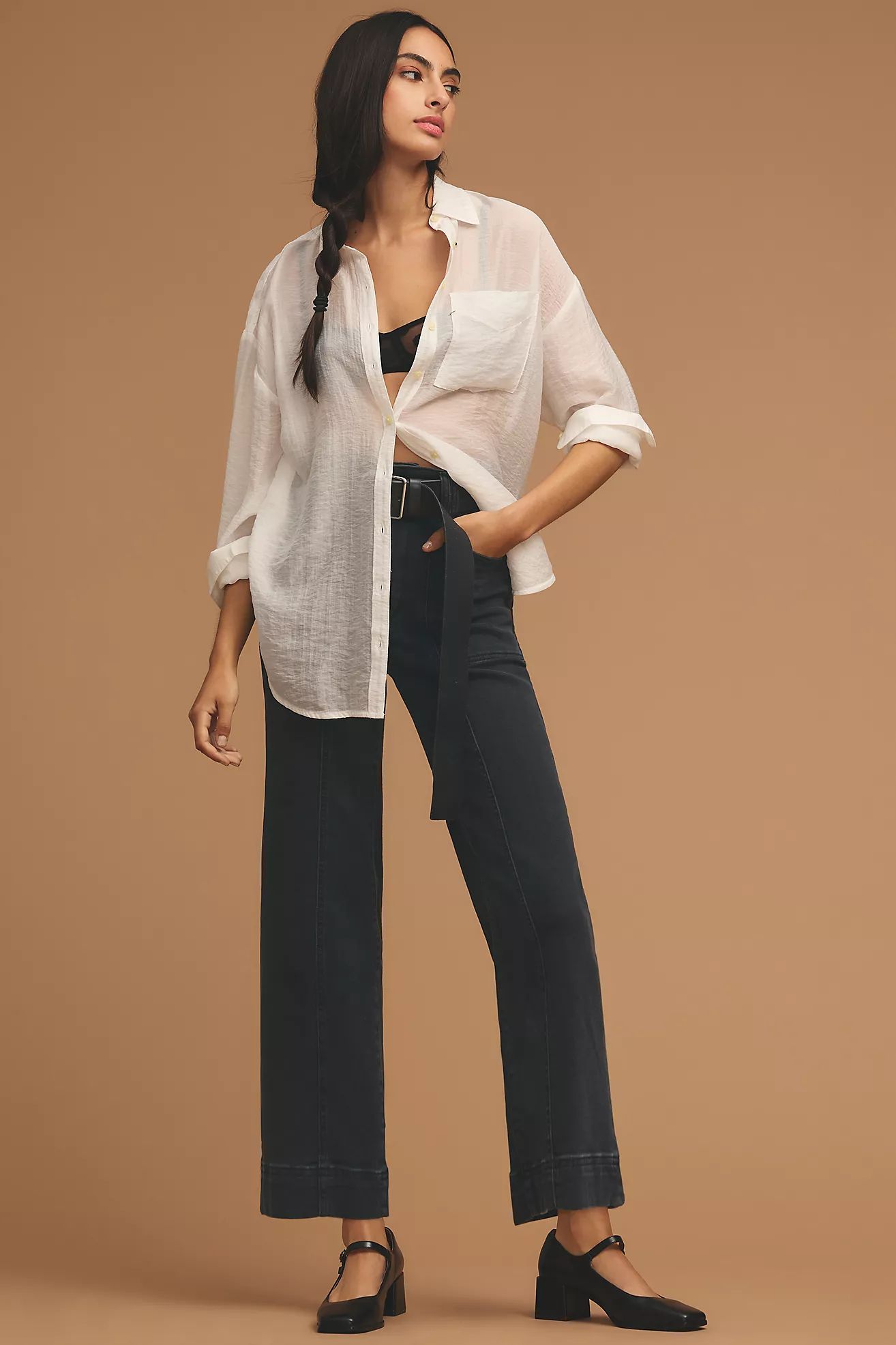 The Skipper Seamed High-Rise Cropped Wide-Leg Jeans by Pilcro | Anthropologie (US)