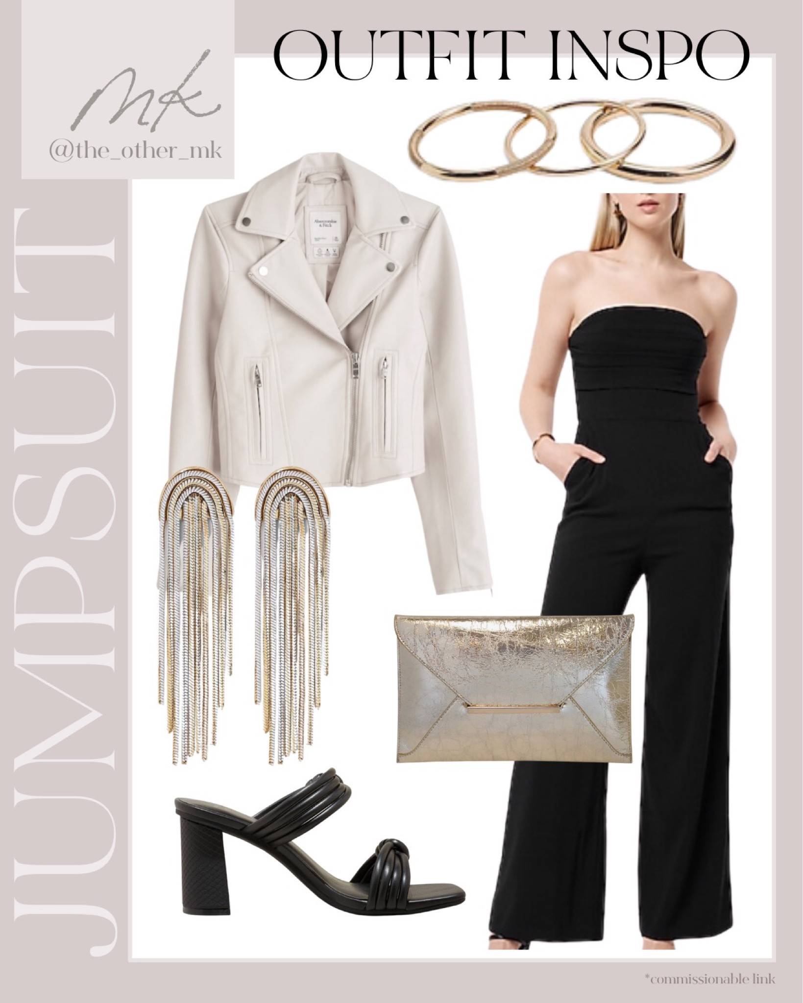 Jumpsuit outfit - how to wear a jumpsuit - cocktail jumpsuit - midsize date night outfit - vegan leather motto jacket - Abercrombie - spring jacket - outfit inspo 

#LTKstyletip #LTKSeasonal #LTKunder100