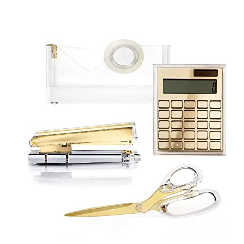 russell + hazel Desktop Accessories Deluxe Bundle, Office Supplies, Includes Acrylic Tape Dispenser, Calculator and More | Amazon (US)
