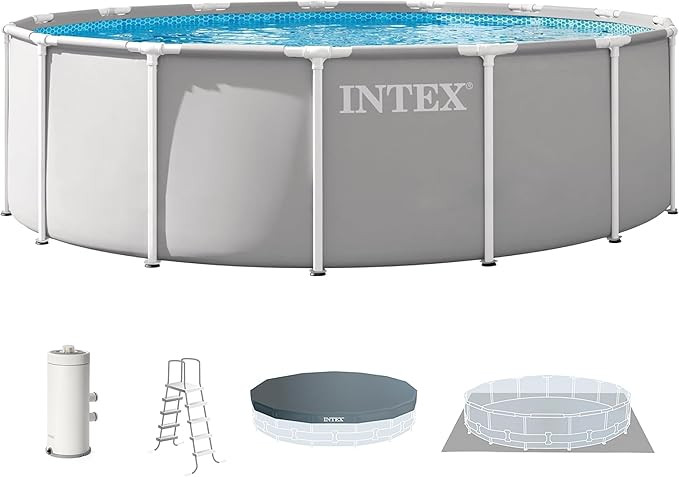 INTEX Prism Frame 15 ft x 48 in Above Ground Pool Set, Round Swimming Pool with Steel Frame, 1000... | Amazon (US)